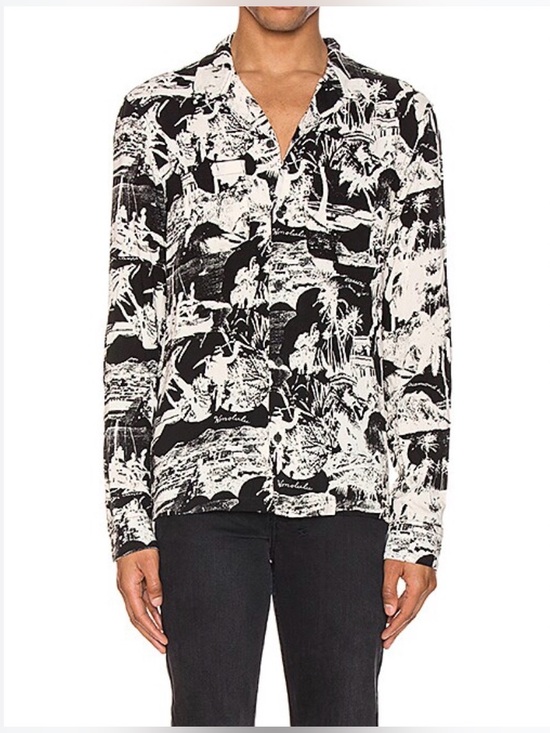 All Saints Other - AllSaints Hawaiian Print Button Up Shirt Black Cream Size L